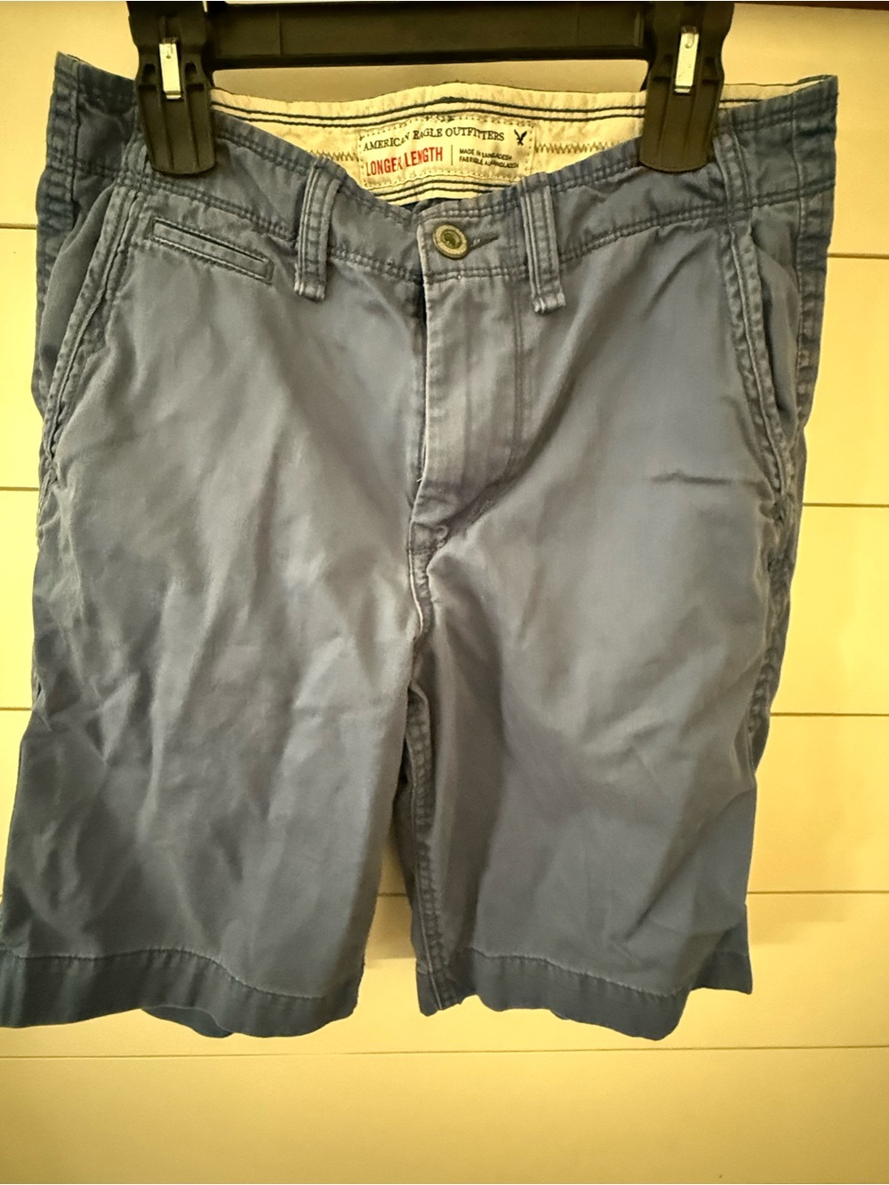 American Eagle Outfitters Men's Slate Blue Flat-Front Shorts
